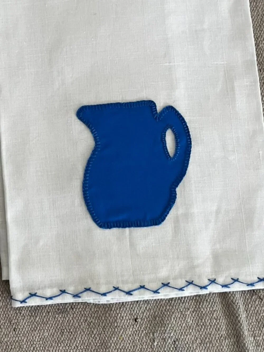 Vintage Handmade Embroidered Farm-House Country Linen Tea Towels